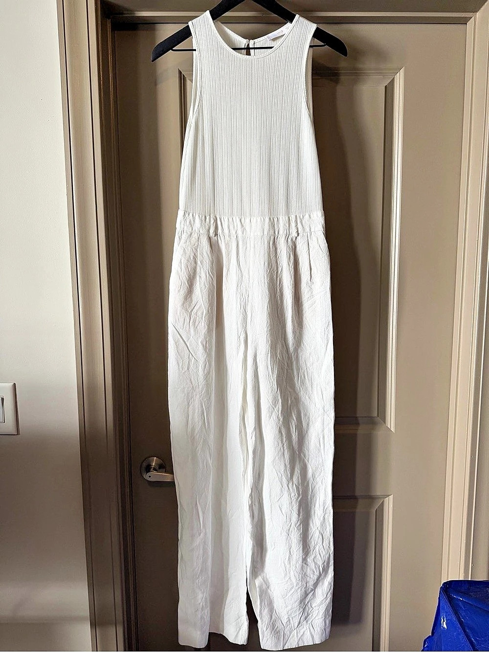Mango White Sleeveless Jumpsuit